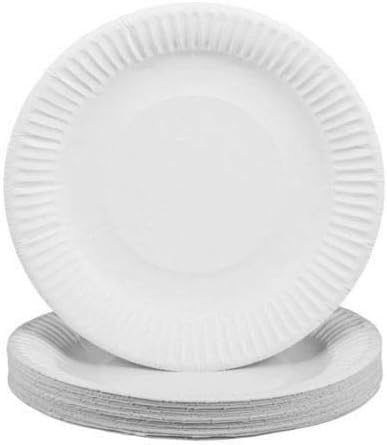 Dezpo | Disposable Paper Plates 23cm - Pack of 100 9 inch Paper Plates, Disposable Plates, Party Plates, White