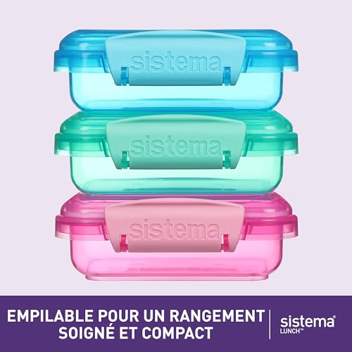 Sistema Lunch Food Storage Containers | 400 ml | Small Snack Pots | BPA-Free Plastic | Assorted Colours | 3 Count