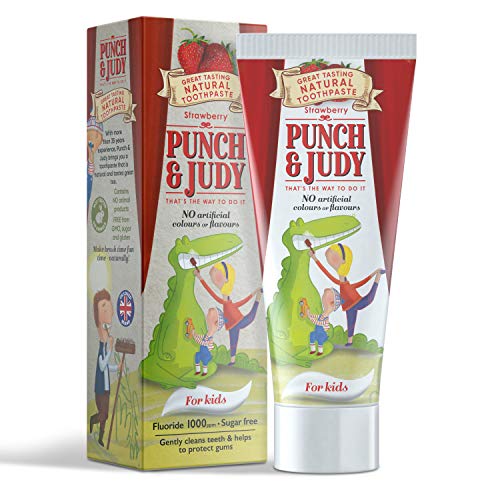 Punch & Judy - Natural Toothpaste for Kids, Flavoured Toothpaste for Children, Fluoride 1000 ppm, Sugar Free, 50ml