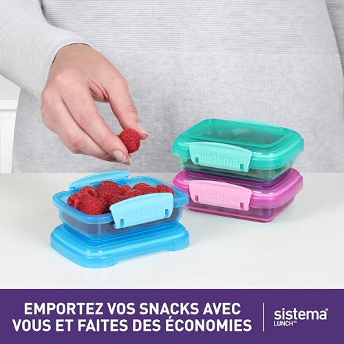 Sistema Lunch Food Storage Containers | 400 ml | Small Snack Pots | BPA-Free Plastic | Assorted Colours | 3 Count