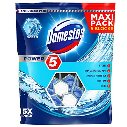 Domestos Power 5 Ocean Toilet Rim Blocks, Pack of 9