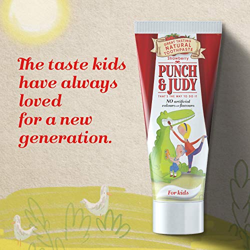 Punch & Judy - Natural Toothpaste for Kids, Flavoured Toothpaste for Children, Fluoride 1000 ppm, Sugar Free, 50ml