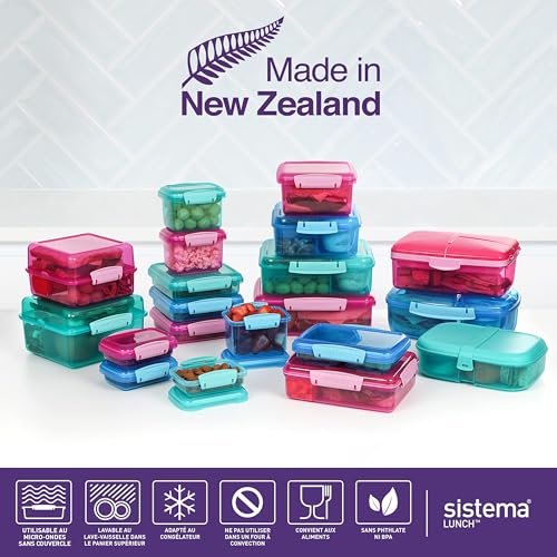 Sistema Lunch Food Storage Containers | 400 ml | Small Snack Pots | BPA-Free Plastic | Assorted Colours | 3 Count