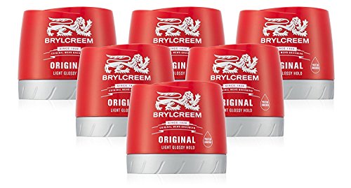 6x Brylcreem ORIGINAL LIGHT GLOSSY HOLD Mens Hair Styling Cream RED TUB 150ml by Brylcreem