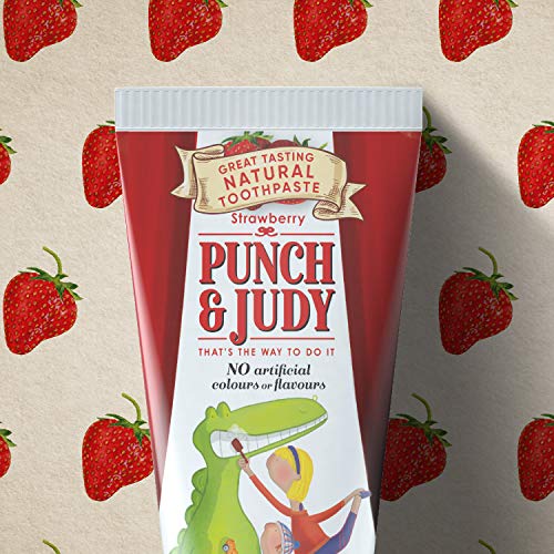 Punch & Judy - Natural Toothpaste for Kids, Flavoured Toothpaste for Children, Fluoride 1000 ppm, Sugar Free, 50ml