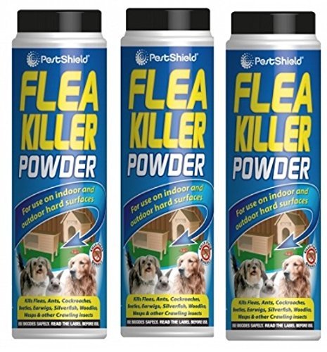 Pestshield 3 x Flea Killer Powder Crawling Insect Killer Indoor & Outdoor 200g Each