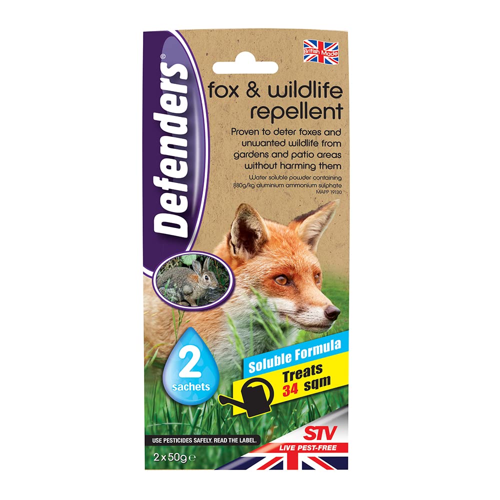 The Big Cheese Fox and Wildlife Repellent – Twinpack 50 g Sachets. Water Soluble Fox and Wildlife Deterrent. Protection for Gardens, Flowerbeds and Patio Areas, Treats up to 17 m2