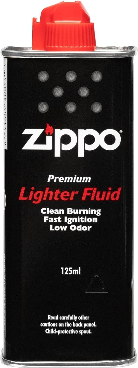 Zippo Lighter Fluid & Accessory Kit: 125ml Windproof Fuel Refill, Genuine Zippo Wick, & 6 Zippo Flints