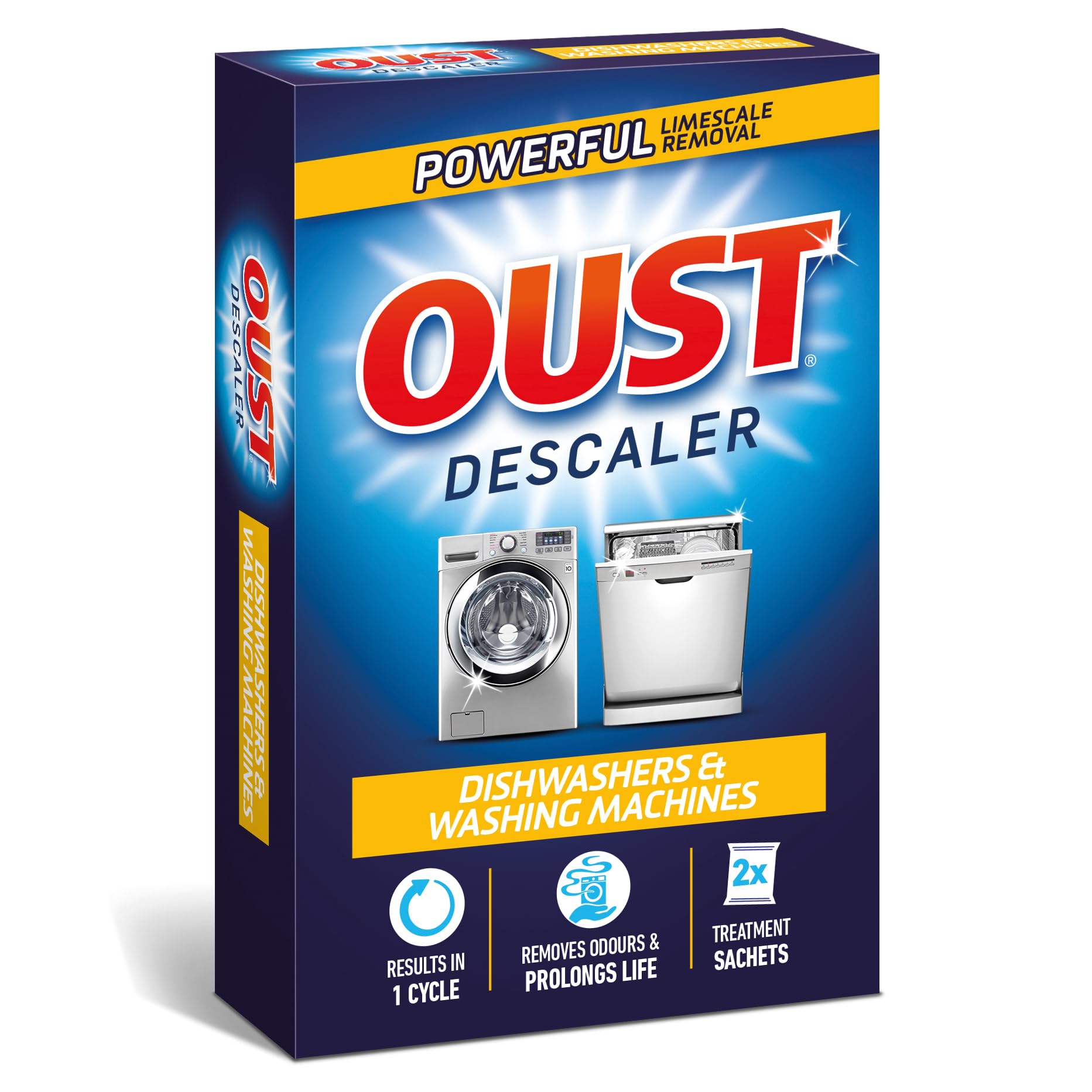 Oust Dishwasher & Washing Machine Descaler - 2 x 75g Sachets