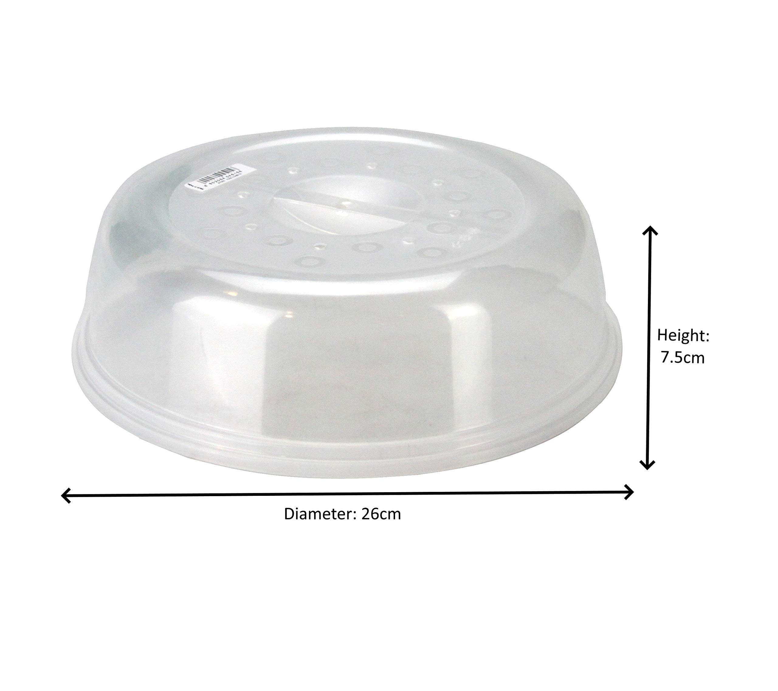 Set of 3 Microwave Food Plate Dish Cover 26cm Plastic Transparent Ventilated Microwave Splatter Splash Guard Cover with Air Vents Kitchen Cooking, Dishwasher Safe, BPA Free, 26cm