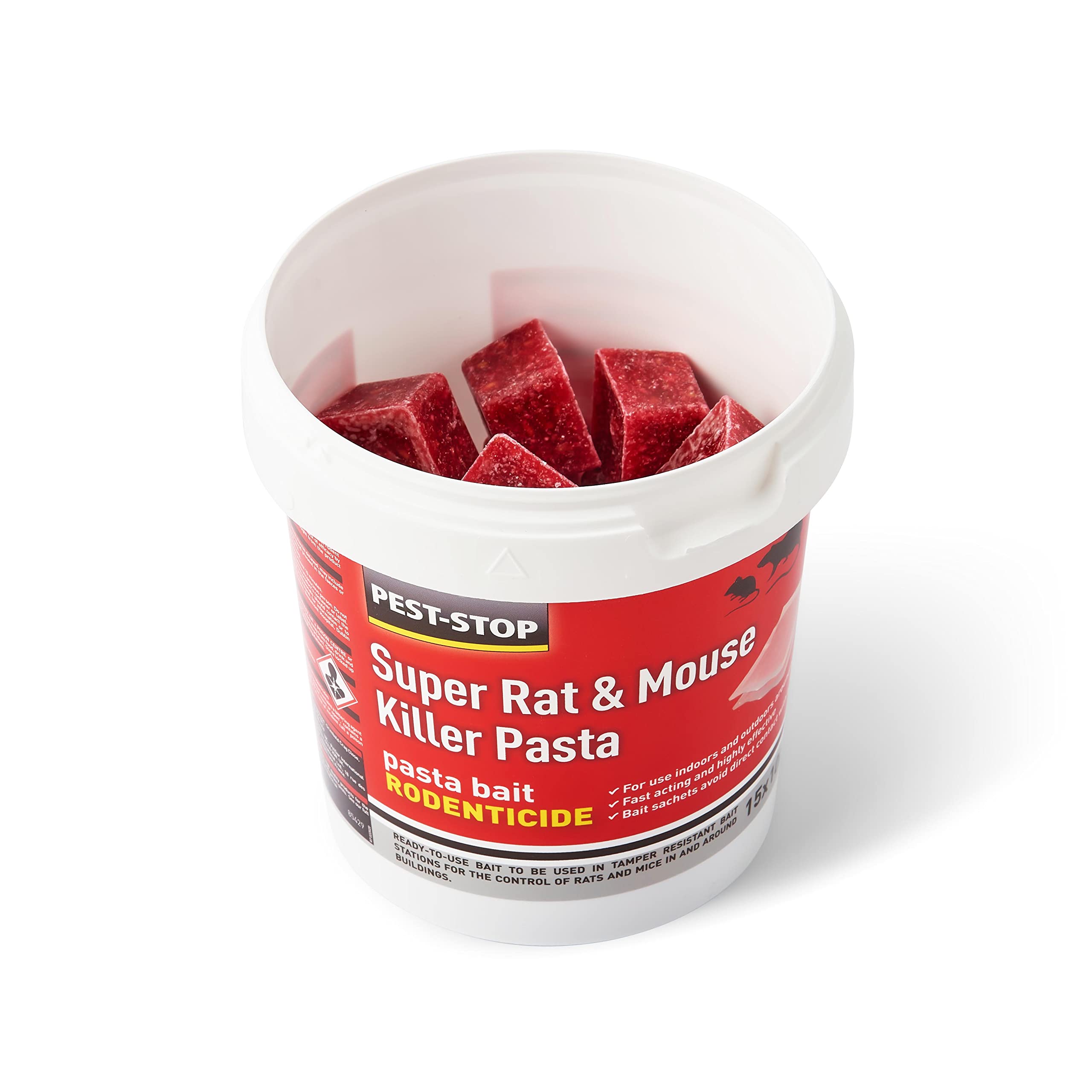 Pest Stop Super Rat & Mouse Killer Pasta Bait - Baits for Mouse Rat - Mice Killer - Rat Control for Home, Office, Garden, Industry - (15 x 10g)