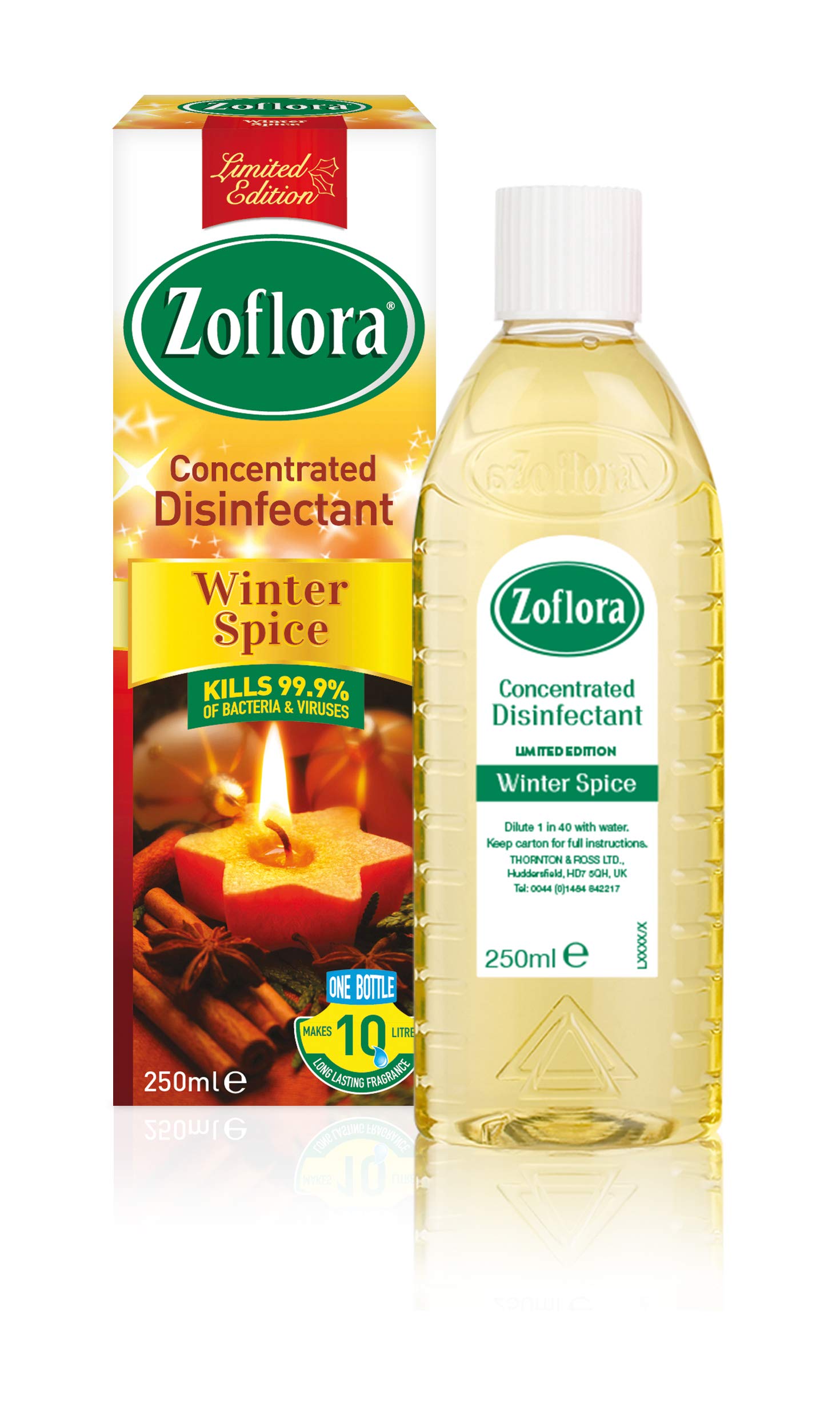 Zoflora Winter Spice and Cranberry & Orange 8pc x 250ml,Concentrated 3-in-1 Multipurpose Disinfectant Kills 99.9% of Bacteria & Viruses