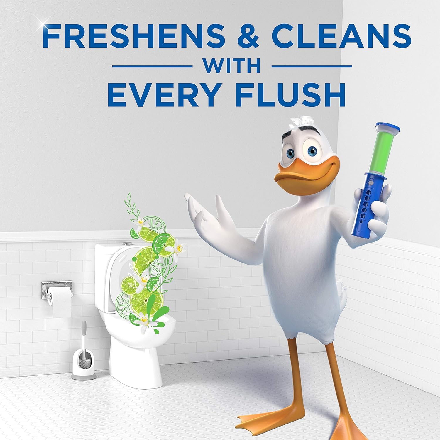 Duck Fresh Discs Toilet Cleaner Starter Kit, Each Disc Lasts For Up To 630 Flushes, Fights Stains That Harbour Germs, Lime, Pack Of 3 (Each Box Contains 1 Holder + 6 Discs)