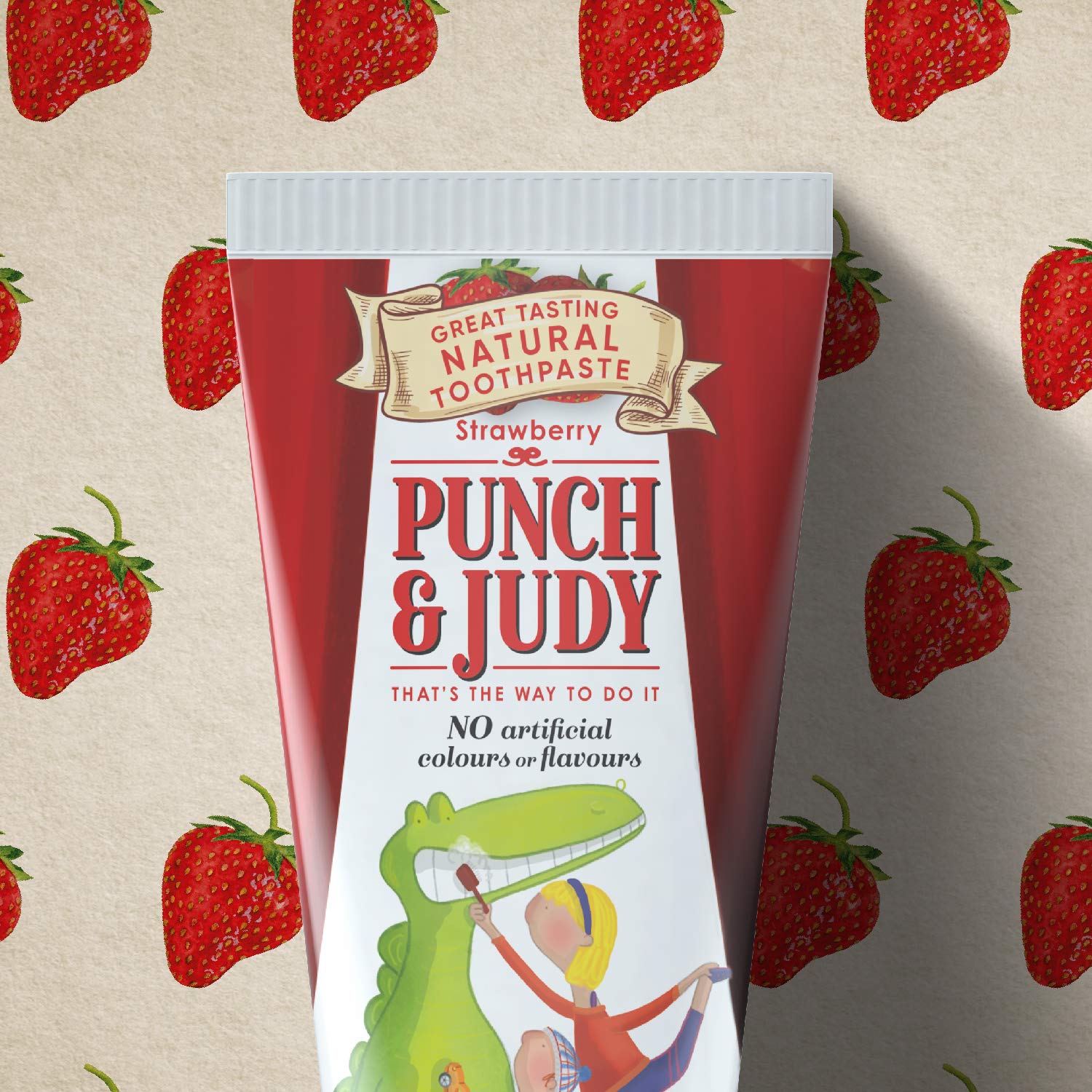 Punch & Judy - Natural Toothpaste for Kids, Flavoured Toothpaste for Children, Fluoride 1000 ppm, Sugar Free, 50ml