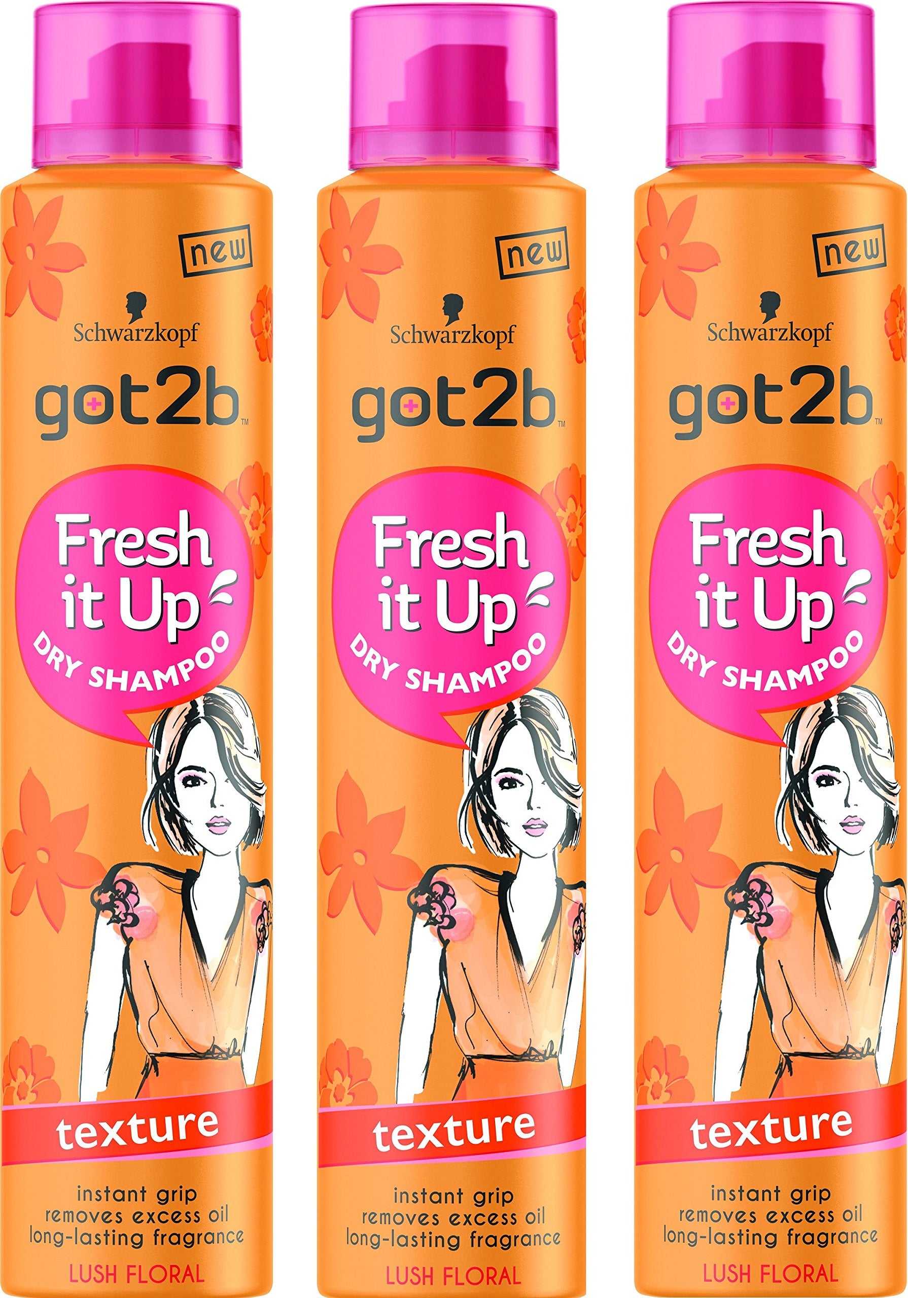 3x Schwarzkopf Got2b Fresh It Up TEXTURE Dry Shampoo 200ml