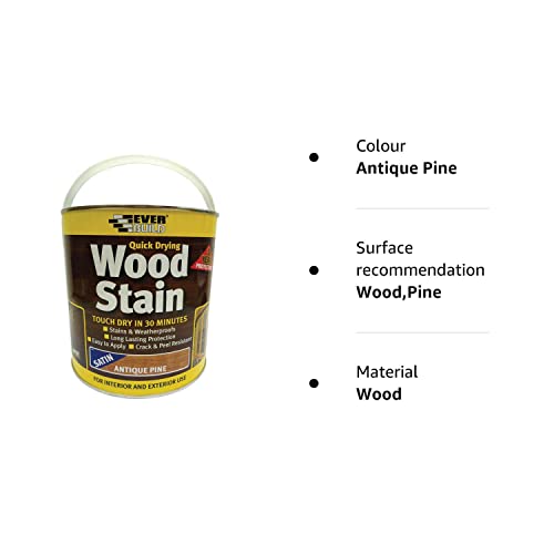 Everbuild EVBWSAP250 250 ml Quick Dry Wood Stain - Satin Antique Pine_P - Bargain Genie