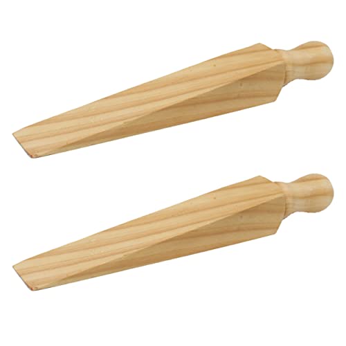 Wooden Door Wedge Stopper Victorian Pattern - 140mm 5.5 Inch - Door Wedge Stopper Blocker Hold Open Hold Shut Extra Security Natural Pack of 2 - Bargain Genie