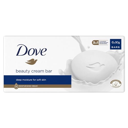 Dove Orginal Beauty Cream Bar 3 in 1 Cleanses, Moisturises and Nourishes Sulphate-Free Bath Soap for Soft and Smooth Skin, Suitable for Daily Use, 6x90g