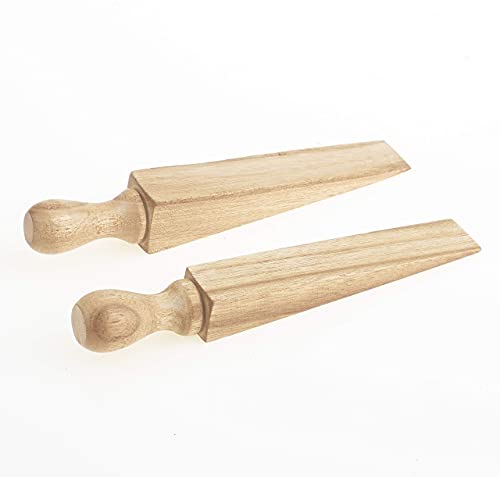 Wooden Door Wedge Stopper Victorian Pattern - 140mm 5.5 Inch - Door Wedge Stopper Blocker Hold Open Hold Shut Extra Security Natural Pack of 2 - Bargain Genie