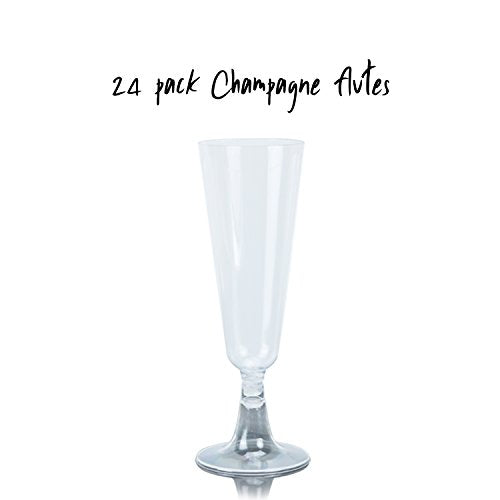 24 Clear Plastic Champagne Flutes/Glasses 150mlP - Bargain Genie