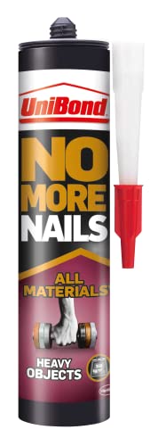 UniBond 2492936 No More Nails All Materials Heavy Objects Construction Adhesive, All Materials Grab Adhesive, High Strength Adhesive Bonding, White, 440 g Cartridge - Bargain Genie