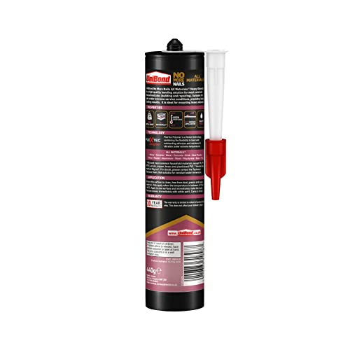 UniBond 2492936 No More Nails All Materials Heavy Objects Construction Adhesive, All Materials Grab Adhesive, High Strength Adhesive Bonding, White, 440 g Cartridge - Bargain Genie