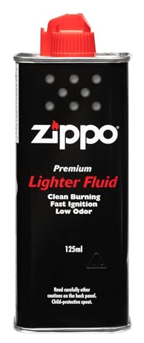 Zippo Lighter Fuel, Works with Zippo Windproof Lighter and Zippo Refillable Hand warmer, Fast Ignition, Low Odor, Lighter Fuel Refill, Easy Fill Nozzle, Black, 125 ml (4 oz)