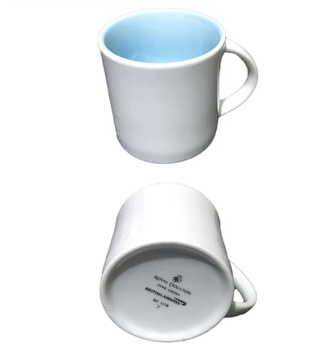 Premium Royal Doulton Fine China White Porcelain Ceramic Plates, Mugs, Jugs (Blue Inside Mug (175ml)) - Bargain Genie