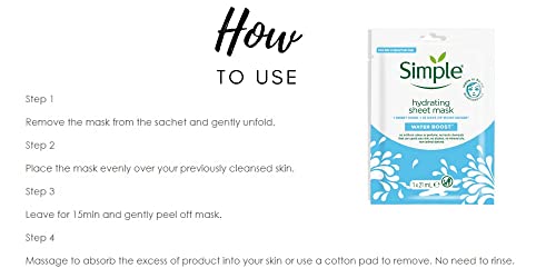 Temas Store Simple Water Boost Face Sheet Mask 21ml Face Pampering Gift Box | 2 x Simple Ultra Hydrating Sheet Mask |For Sensitive Skin, Dull & Tired Face| Soothing Face Reviving Mask |Gift Box Ready