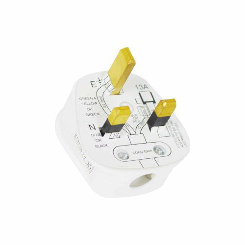 Status 13 A 3-Pin Plug - White (Pack of 3) - Bargain Genie