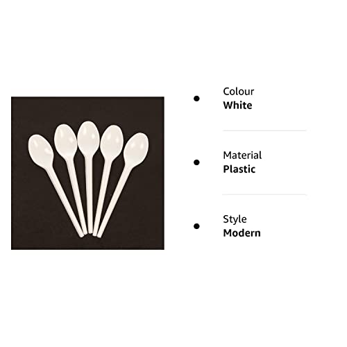 Caroline White Plastic Teaspoons Pack of 100 - Bargain Genie