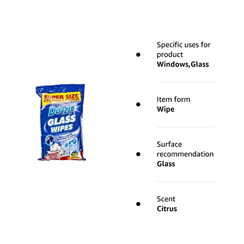 Duzzit 2 x Glass Window Mirror Cleaning Wipes Pack Of 50 - Bargain Genie