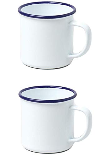 2 X Falcon Enamel 8cm Mug White - Bargain Genie