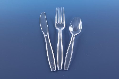 150 Reusable Clear Heavy Duty Plastic Cutlery - 50 forks, knives, spoons - Bargain Genie