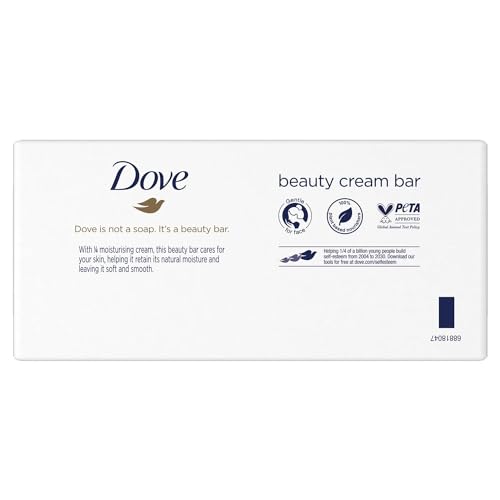 Dove Orginal Beauty Cream Bar 3 in 1 Cleanses, Moisturises and Nourishes Sulphate-Free Bath Soap for Soft and Smooth Skin, Suitable for Daily Use, 6x90g