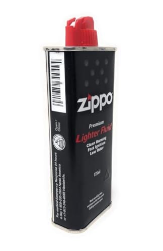 Zippo Lighter Fuel, Works with Zippo Windproof Lighter and Zippo Refillable Hand warmer, Fast Ignition, Low Odor, Lighter Fuel Refill, Easy Fill Nozzle, Black, 125 ml (4 oz)