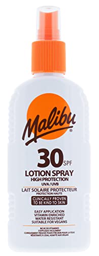 Malibu Sun SPF Lotion Spray High Protection Cream Water Resistant Vitamin Enriched 200ml - Bargain Genie