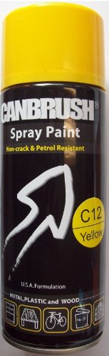 3 x CANBRUSH Spray Paint For Metal Plastic & Wood 400ML - Yellow C12 - Bargain Genie