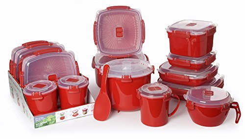 2 X Sistema Microwave Soup Mug - 656 ml, Red