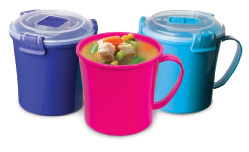 Sistema To Go Microwave Soup Mugs, 656 ml, Assorted Colours - Pack of 3 - Bargain Genie