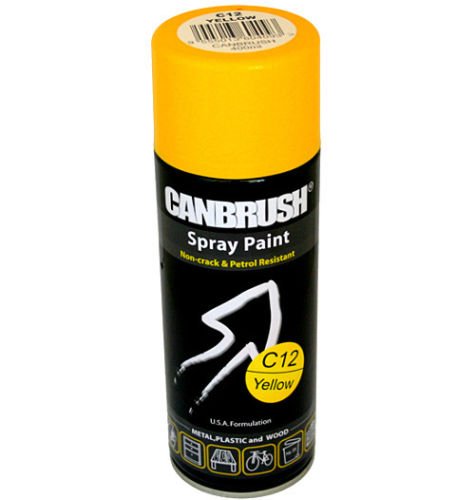 1X - Yellow (C12) - 400ml Spray Paint Auto DIY Colour Aerosol Can or Tape for Wood Metal Plastic - Bargain Genie