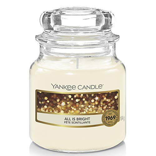 Yankee Candle Scented Candle | All is Bright Small Jar Candle | Burn Time: Up to 30 Hours - Bargain Genie