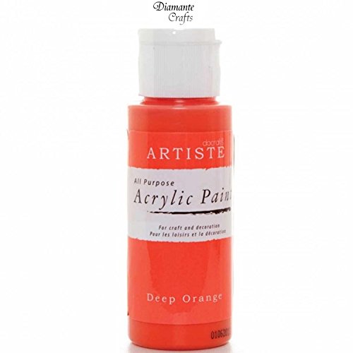 Docrafts Artiste Arcylic Paint All Purpose - 59ml / 2oz - Choose from 60 Colours (Deep Orange) - Bargain Genie