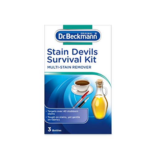 Dr.Beckmann Stain Devils Survival Kit Removes Over 40 Stubborn Stains Fast Acting - Tough Staines Removed In 3 Minutes 1 X Stain Devil - Cooking Oil & Fat Remover 1 X Stain Devil - Tea Red Wine Fruit And Juice Remover 1 X Stain Devil - Ball Point Ink And - Bargain Genie