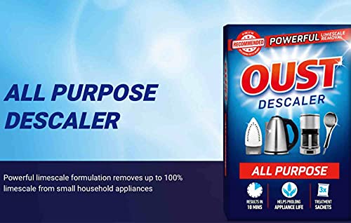 3 x 3 sachets Oust All Purpose Descaler Cleaner Kettle Iron Household Appliances - Bargain Genie