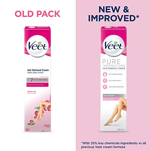 Veet Pure Inspirations Hair Removal Cream for Normal Skin, Body & Legs, 200 ml - Bargain Genie