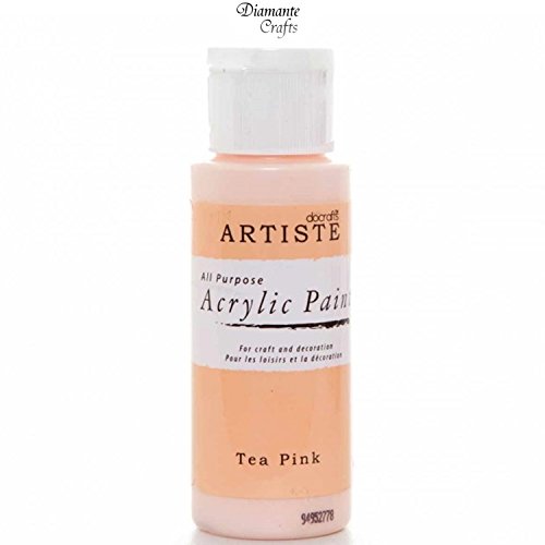 Docrafts Artiste Arcylic Paint All Purpose - 59ml / 2oz - Choose from 60 Colours (Tea Pink) - Bargain Genie