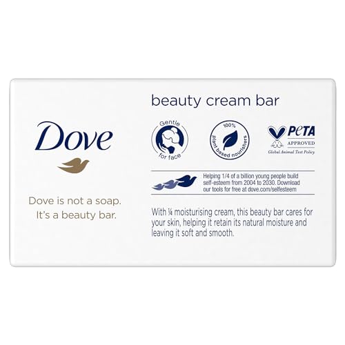 Dove Orginal Beauty Cream Bar 3 in 1 Cleanses, Moisturises and Nourishes Sulphate-Free Bath Soap for Soft and Smooth Skin, Suitable for Daily Use, 2 Pack (4x90g)