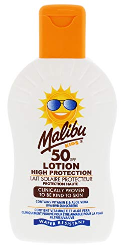 Malibu Kids High Protection Water Resistant SPF 50 Sun Screen Lotion, 200ml - Bargain Genie