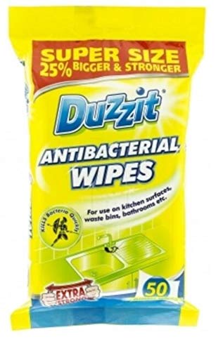 Duzzit 300 Antibacterial Wipes Multipack. Kills 99.9% Of Bacteria - Sterilize Home Surface Cleaning Bulk - Six Packs Of 50 Wipes. Plus One Kerhoot Cleaning Hacks Booklet.